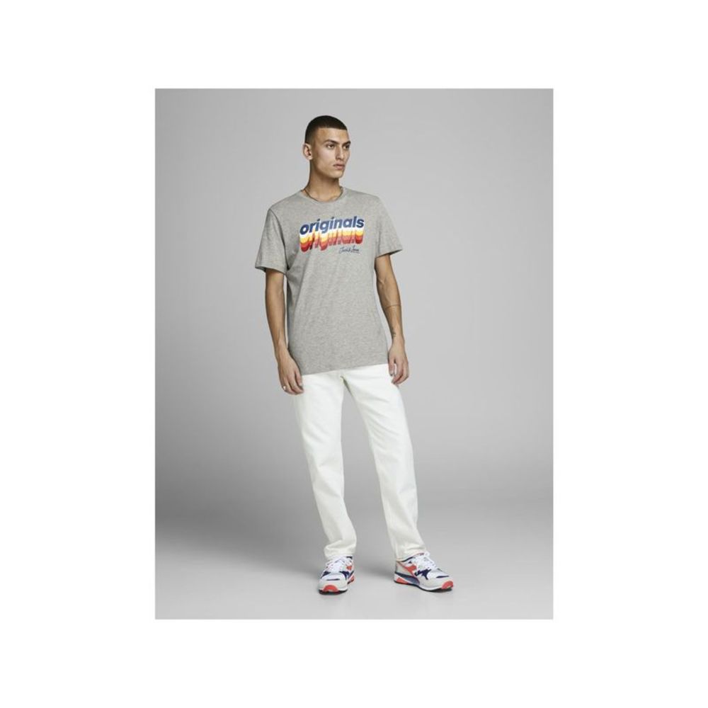 Jack&Jones Mens Gray Logo Graphic T-Shirt M